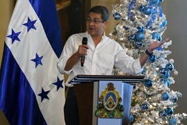 Tổng thống Honduras Juan Orlando Hernandez phát biểu tại Tegucigalpa. (Nguồn: AFP/TTXVN)