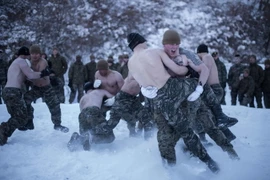 Lính thủy đánh bộ Mỹ và Hàn Quốc tham gia cuộc tập trận tại Pyeongchang ngày 24/1. (Nguồn: AFP/TTXVN)