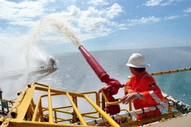 Công nhân làm việc trên dàn khoan Aban Pearl của Venezuela PDVSA. (Nguồn: AFP/TTXVN)