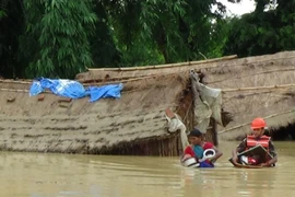 Cảnh lũ lụt tại Nepal. (Nguồn: AFP)