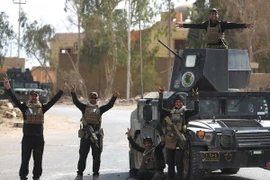 Các lực lượng Iraq tại thành phố al-Qaim, tỉnh Anbar sau khi giải phóng thành phố này từ IS ngày 4/11. (Nguồn: AFP/TTXVN)
