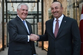 Ngoại trưởng Mỹ Rex Tillerson (trái) và người đồng cấp Thổ Nhĩ Kỳ Mevlut Cavusoglu tại cuộc gặp ở Istanbul, Thổ Nhĩ Kỳ ngày 9/7. (Nguồn: AFP/TTXVN)