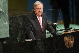 Tổng thư ký Antonio Guterres phát biểu tại lễ khai mạc kỳ họp cấp cao Đại hội đồng Liên hợp quốc khóa 72 tại New York ngày 19/9. (Nguồn: AFP/TTXVN)