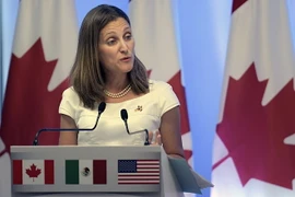 Ngoại trưởng Canada Chrystia Freeland tại cuộc họp báo sau vòng 2 đàm phán NAFTA tại Mexico City, Mexico ngày 5/9. (Nguồn: AFP/TTXVN)