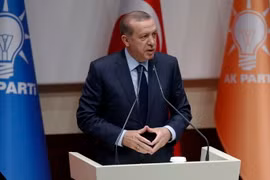 Tổng thống Thổ Nhĩ Kỳ Recep Tayyip Erdogan trong bài phát biểu tại Ankara ngày 2/5. (Nguồn: EPA/TTXVN)