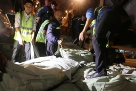 Hàng viện trợ của Nga cho đồng bào lũ lụt. (Ảnh: Tiên Minh/TTXVN)