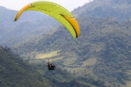 Một chiếc dù bay lượn trên không trung. (Nguồn: Việt Dũng/TTXVN)