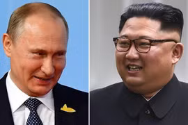 Tổng thống Nga Vladimir Putin (trái) và Chủ tịch Triều Tiên Kim Jong-un. (Ảnh: Sky News)