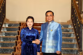 Trong chương trình thăm chính thức Vương quốc Thái Lan, chiều 27/8/2019, tại Thủ đô Bangkok, Chủ tịch Quốc hội Nguyễn Thị Kim Ngân hội kiến Thủ tướng Thái Lan Prayut Chan-o-cha. (Ảnh: Trọng Đức/TTXVN)