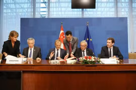 Lễ ký kết FTA giữa Singapore và EU. (Nguồn: The Straits Times)