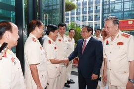 Sáng 17/8/2023, tại Hà Nội, Thủ tướng Phạm Minh Chính dự Đại hội thành lập Hội Cựu Công an Nhân dân Việt Nam. (Ảnh: Dương Giang/TTXVN)