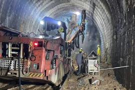 Thi công hầm dẫn nước dự án nhà máy thủy điện Ialy mở rộng, tháng 11/2022. (Nguồn: EVN)