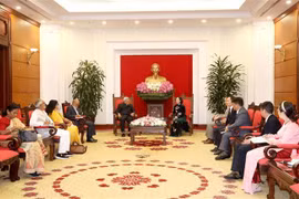 Thường trực Ban Bí thư Trương Thị Mai tiếp Tổng Bí thư Đảng Cộng sản Ấn Độ Mác - xít. Ảnh: Phương Hoa - TTXVN