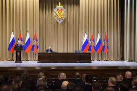 Ngày 28/2/2023, Tổng thống Nga Vladimir Putin đã ký ban hành luật đình chỉ tham gia Hiệp ước cắt giảm vũ khí tấn công chiến lược mới (New START). (Ảnh: AFP/TTXVN)