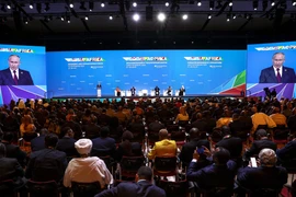 Tổng thống Putin tuyên bố Nga thực sự quan tâm đến việc thúc đẩy quan hệ hợp tác sâu sắc với châu Phi trên nhiều lĩnh vực. (Ảnh: AFP/TTXVN)