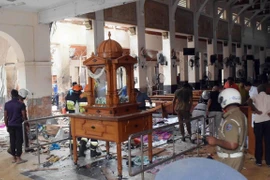 Hiện trường vụ nổ tại nhà thờ St. Anthony ở Colombo của Sri Lanka, ngày 21/4/2019. (Ảnh: THX/TTXVN)
