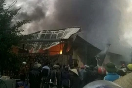 Khu vực hiện trường vụ cháy. (Ảnh: Trịnh Duy Hưng/TTXVN)