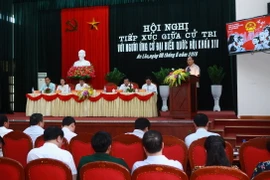 Thủ tướng Nguyễn Xuân Phúc trình bày Chương trình hành động tại đơn vị bầu cử số 3, huyện An Lão. (Ảnh: Lâm Khánh/TTXVN)