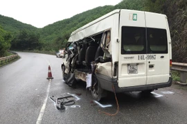 Hiện trường vụ tai nạn. (Ảnh: Nguyễn Hoàng/Vietnam+)