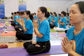 Đồng diễn Yoga hưởng ứng Ngày Quốc tế Yoga tại Thành phố Hồ Chí Minh, ngày 18/6. (Ảnh: Thanh Vũ/TTXVN)