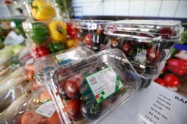 Khu trưng bày các sản phẩm rau, củ sản xuất theo tiêu chuẩn công nghệ cao của Đà Lạt. (Ảnh: Đặng Tuấn/TTXVN) 