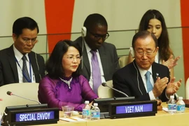 Phó Chủ tịch nước Đặng Thị Ngọc Thịnh tại Cuộc họp cấp cao về ứng phó với những tác động của El Nino. (Ảnh: Lâm Khánh/TTXVN)