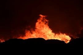 Cháy rừng lan rộng gần tuyến đường cao tốc ở Vitrolles. (Nguồn: AFP/TTXVN)