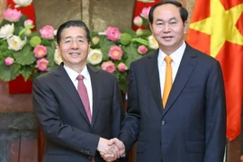 Chủ tịch nước Trần Đại Quang tiếp ông Quách Thanh Côn, Ủy viên Quốc vụ, Bộ trưởng Bộ Công an Trung Quốc đang thăm và làm việc tại Việt Nam. (Ảnh: Nhan Sáng/TTXVN)