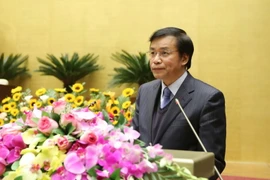 Tổng Thư ký Quốc hội Nguyễn Hạnh Phúc phát biểu tại hội nghị. (Ảnh: An Đăng/TTXVN)