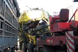 Hiện trường vụ tai nạn. (Ảnh: Công Thử/ TTXVN)