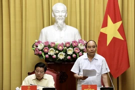 Chủ tịch nước Nguyễn Xuân Phúc phát biểu. (Ảnh: Lâm Khánh/TTXVN)
