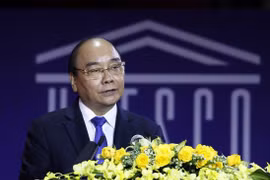 Chủ tịch nước Nguyễn Xuân Phúc phát biểu tại buổi lễ. (Ảnh: Thống Nhất/TTXVN)