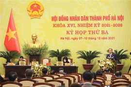 Chủ tịch HĐND thành phố Hà Nội Nguyễn Ngọc Tuấn phát biểu khai mạc kỳ họp thứ ba. (Ảnh: Văn Điệp/TTXVN)