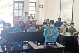 Bị cáo Trần Thị Vàng tại phiên xét xử sơ thẩm. (Ảnh: TTXVN phát)