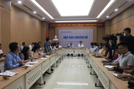 Họp báo chuyên đề giới thiệu Luật Kinh doanh bảo hiểm, ngày 15/9 do Bộ Tài chính tổ chức. (Ảnh: Vietnam+)