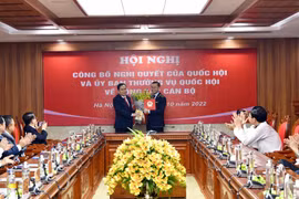 Hội nghị công bố Nghị quyết của Quốc hội về bầu Tổng Kiểm toán Nhà nước nhiệm kỳ 2021-2026 đối với ông Ngô Văn Tuấn. (Ảnh: Vietnam+)