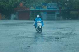 Sức gió tại bờ biển Đồ Sơn lúc 9h vào khoảng cấp 7. (Ảnh: Minh Quyết/TTXVN)