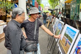 Người dân, du khách tham quan Triển lãm. (Ảnh: Thu Hương/TTXVN)