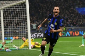 Marko Arnautovic giúp Inter có lợi thế trước Atletico Madrid. (Nguồn: Getty Images)