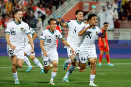 Indonesia giành vé cuối vào vòng 1/8 Asian Cup 2023. (Ảnh: AFP/TTXVN)