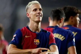 Dani Olmo giúp Barcelona chiến thắng ngay trong trận ra mắt. (Nguồn: Getty Images)