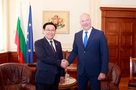 Chủ tịch Quốc hội Vương Đình Huệ và Chủ tịch Quốc hội Cộng hòa Bulgaria Rossen Dimitrov Jeliazkov. (Ảnh: Doãn Tấn/TTXVN)