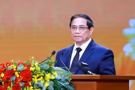 Thủ tướng Phạm Minh Chính phát biểu tri ân người có công với cách mạng. (Ảnh: Dương Giang/TTXVN)