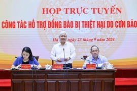 Chủ tịch Ủy ban Trung ương MTTQ Việt Nam Đỗ Văn Chiến phát biểu kết luận cuộc họp. (Nguồn: Mặt trận Tổ quốc Việt Nam)