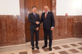 Đại sứ Việt Nam tại CH Séc Dương Hoài Nam và Bộ trưởng Công Thương Séc Jozef Sikela. (Ảnh: TTXVN phát)