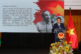 Đại sứ Việt Nam tại Brazil Bùi Văn Nghị phát biểu tại lễ kỷ niệm Quốc khánh 2/9. (Ảnh: Đại sứ quán cung cấp/TTXVN phát)