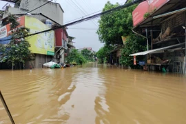 Thành phố Yên Bái chìm trong biển nước, sáng ngày 10/9. (Ảnh: Tuấn Anh/TTXVN)