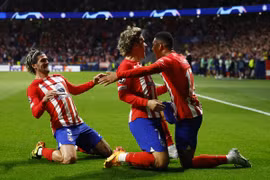 Niềm vui của các cầu thủ Atletico Madrid. (Nguồn: Getty Images)