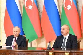 Tổng thống Vladimir Putin và người đồng cấp Azerbaijan Ilham Aliyev. (Nguồn: RIA Novosti)