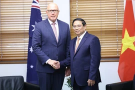Thủ tướng Phạm Minh Chính tiếp Lãnh đạo Đảng Tự do Peter Dutton. (Ảnh: Dương Giang/TTXVN)